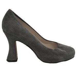 Marchez-Vous Retro Heel Grey Round Toe 50s Flare Heel Pin Up Bombshell Pump